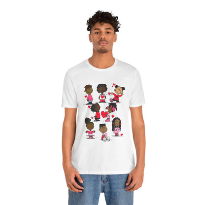 Black Charlie Brown Characters Valentine's Day Tee Shirt