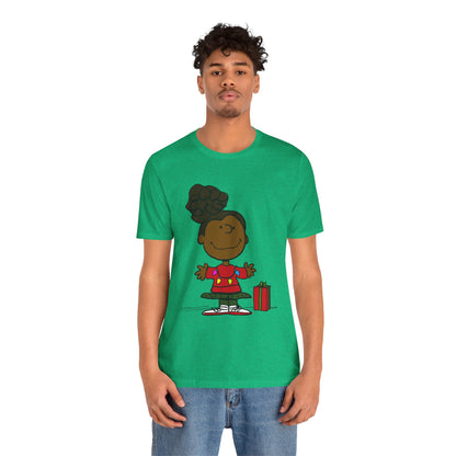 Black Charlie Brown Characters Christmas Tee Shirt