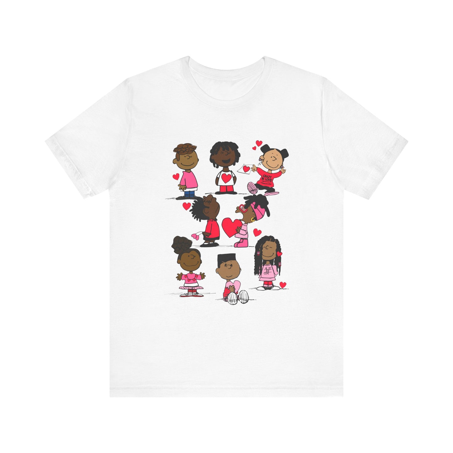 Black Charlie Brown Characters Valentine's Day Tee Shirt