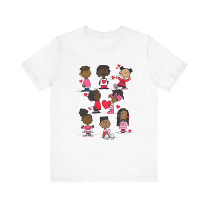 Black Charlie Brown Characters Valentine's Day Tee Shirt