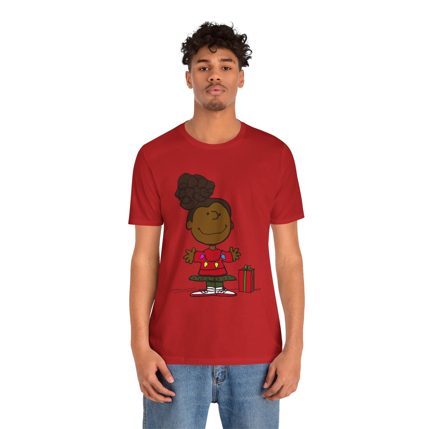 Black Charlie Brown Characters Christmas Tee Shirt