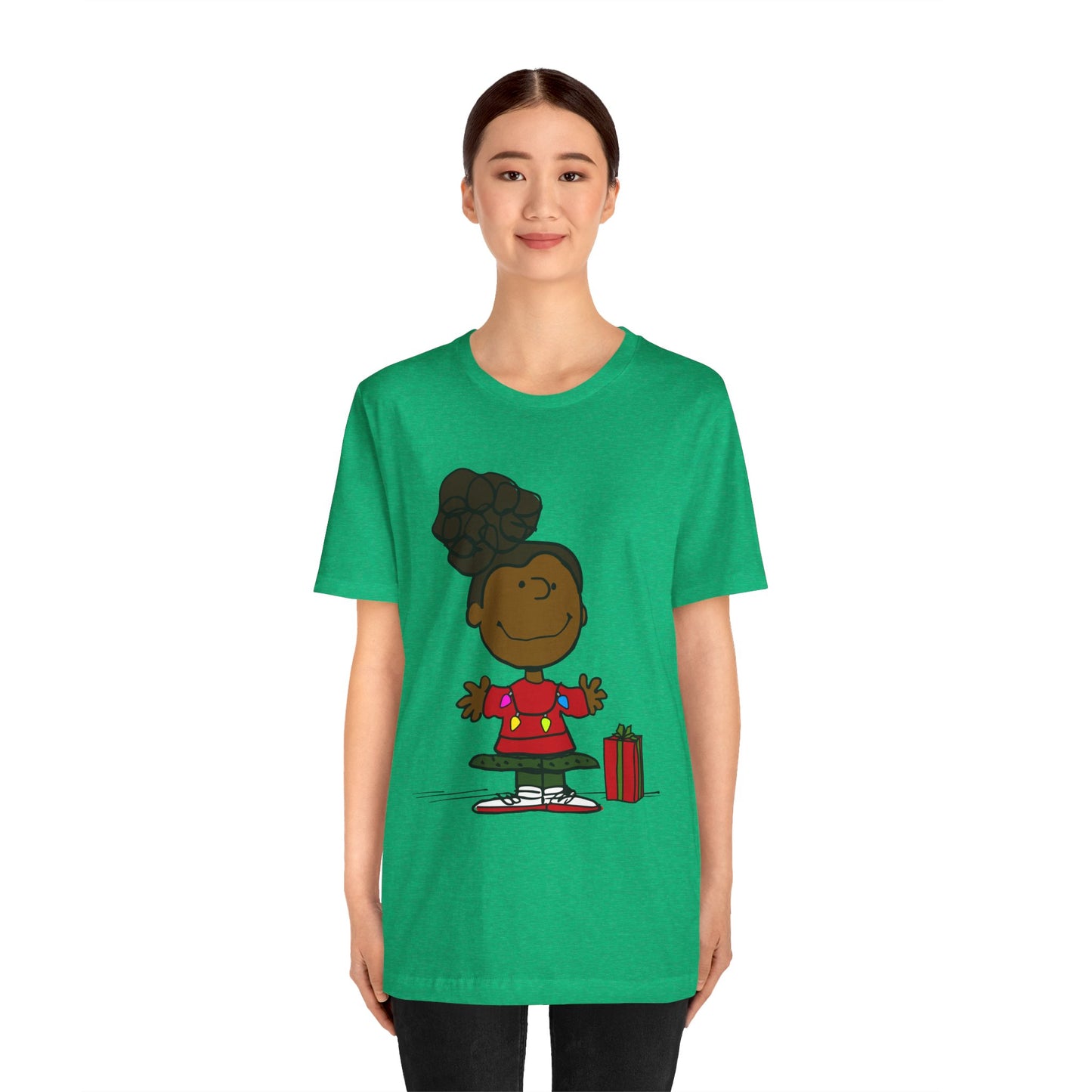 Black Charlie Brown Characters Christmas Tee Shirt