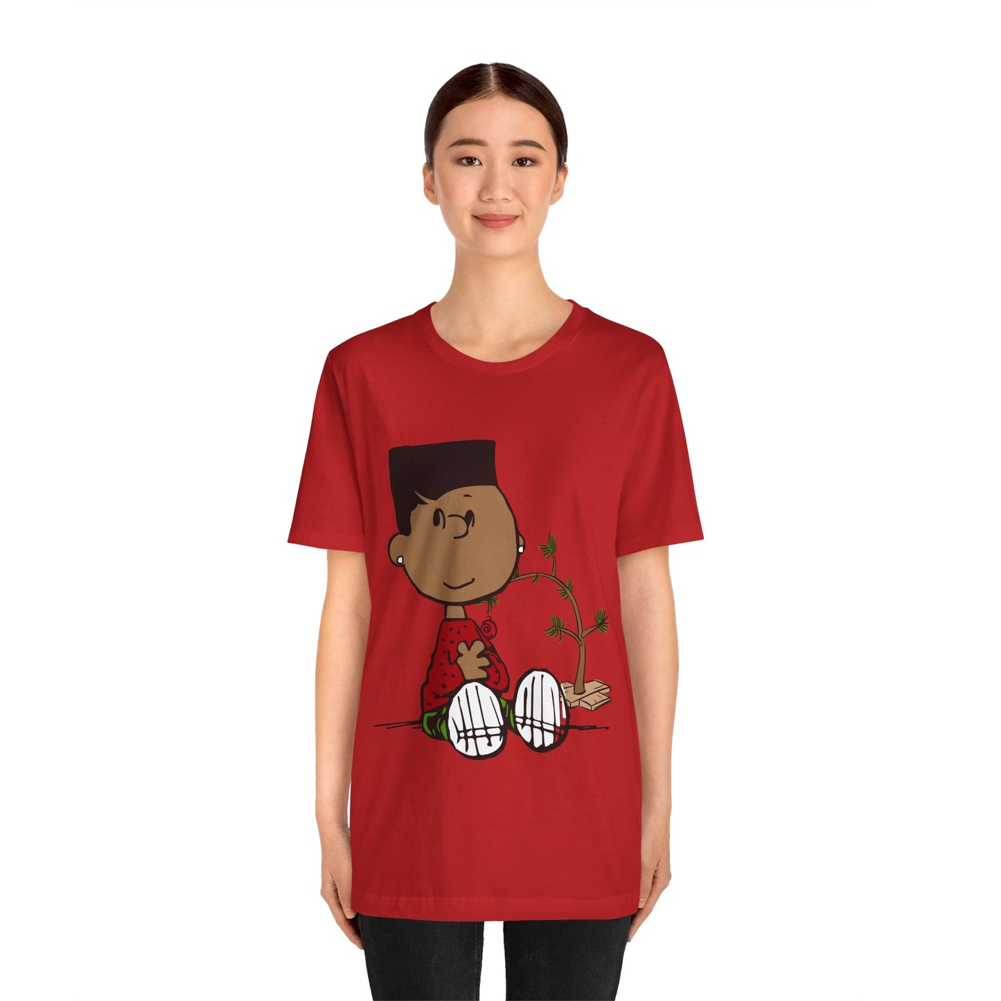 Black Charlie Brown Characters Christmas Tee Shirt