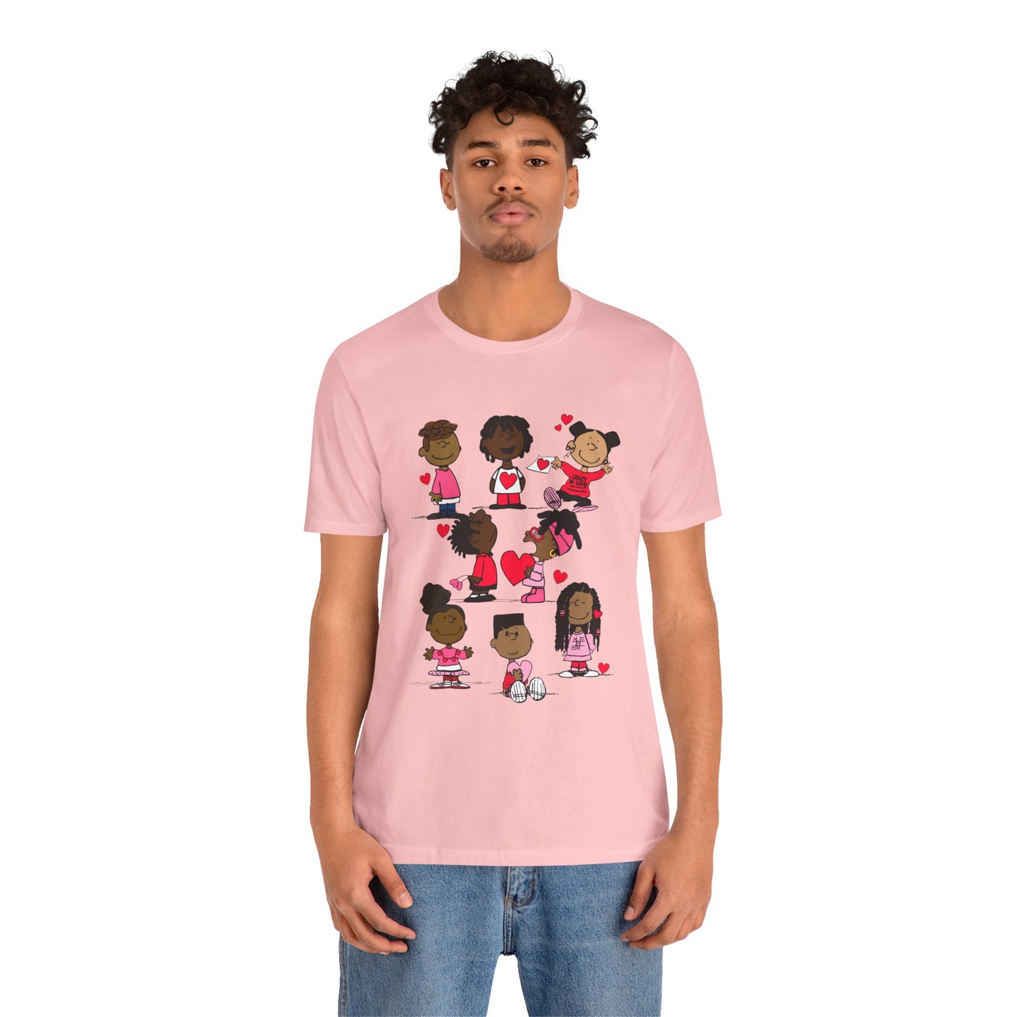 Black Charlie Brown Characters Valentine's Day Tee Shirt