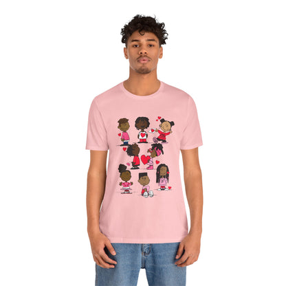Black Charlie Brown Characters Valentine's Day Tee Shirt