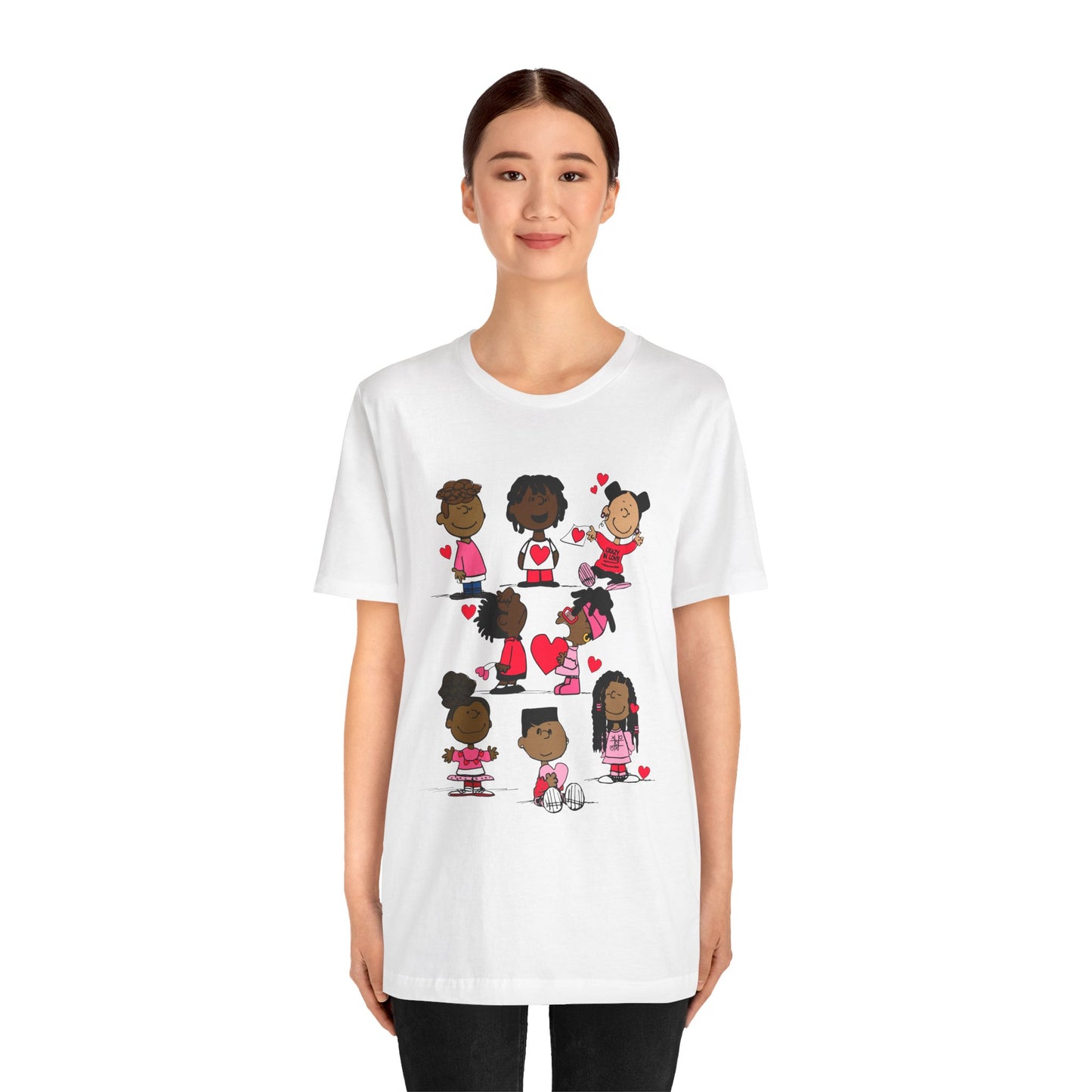 Black Charlie Brown Characters Valentine's Day Tee Shirt