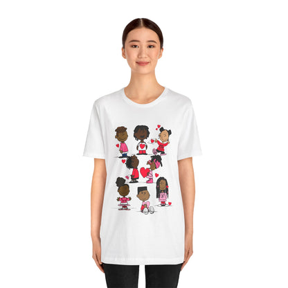 Black Charlie Brown Characters Valentine's Day Tee Shirt