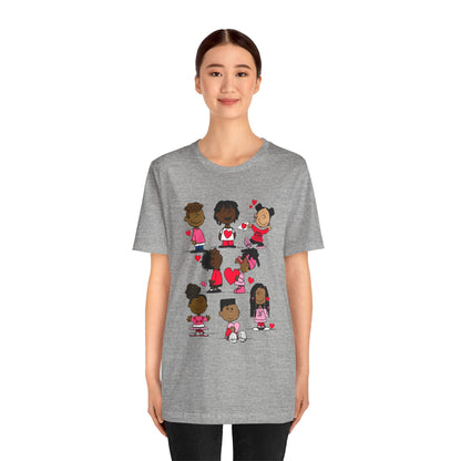 Black Charlie Brown Characters Valentine's Day Tee Shirt