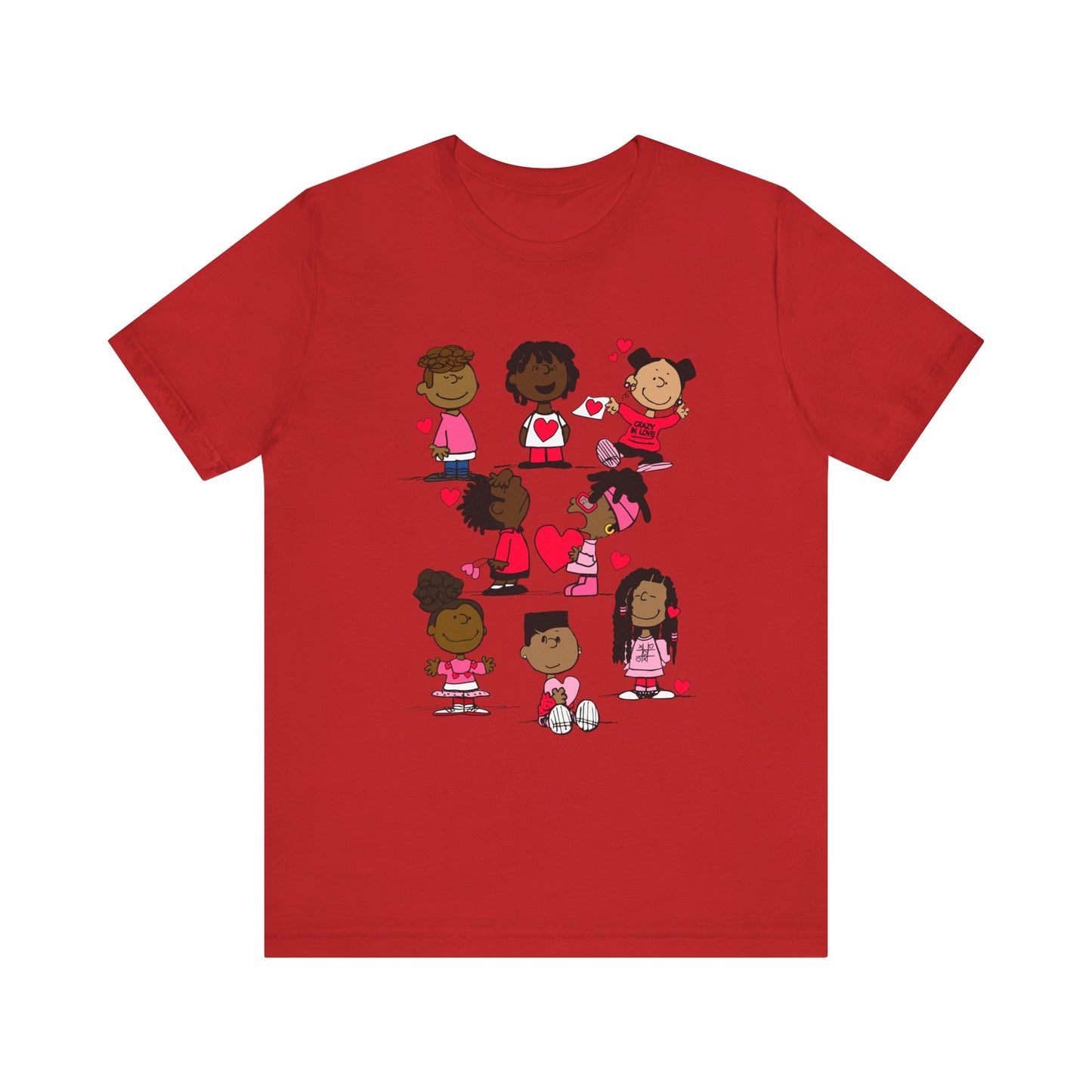 Black Charlie Brown Characters Valentine's Day Tee Shirt