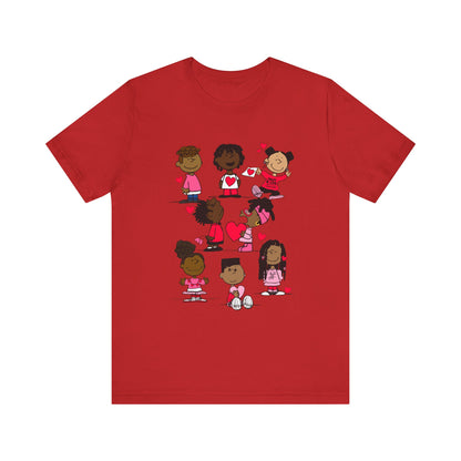Black Charlie Brown Characters Valentine's Day Tee Shirt