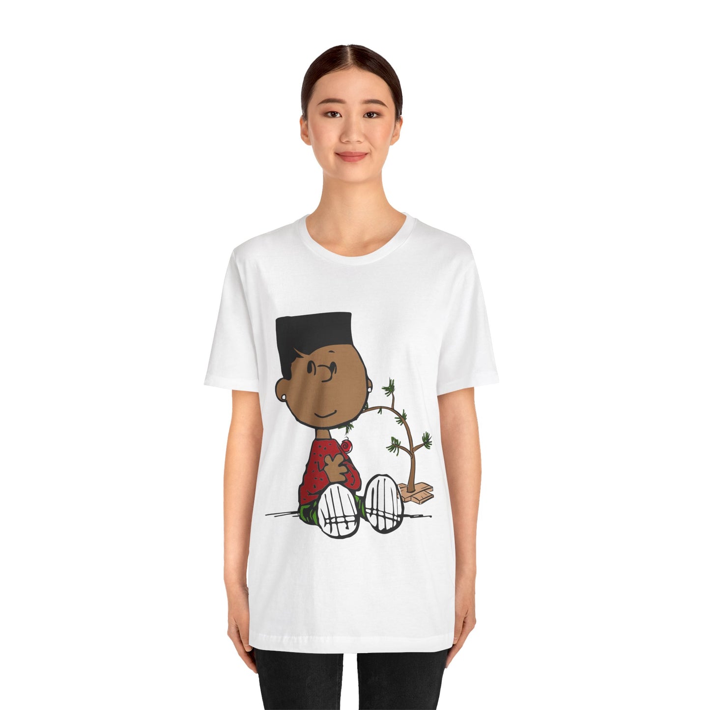 Black Charlie Brown Characters Christmas Tee Shirt