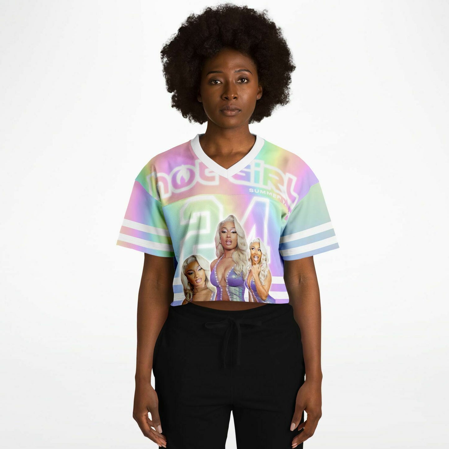 Hot Girl Summer Tour Cropped Football Jersey - AOP