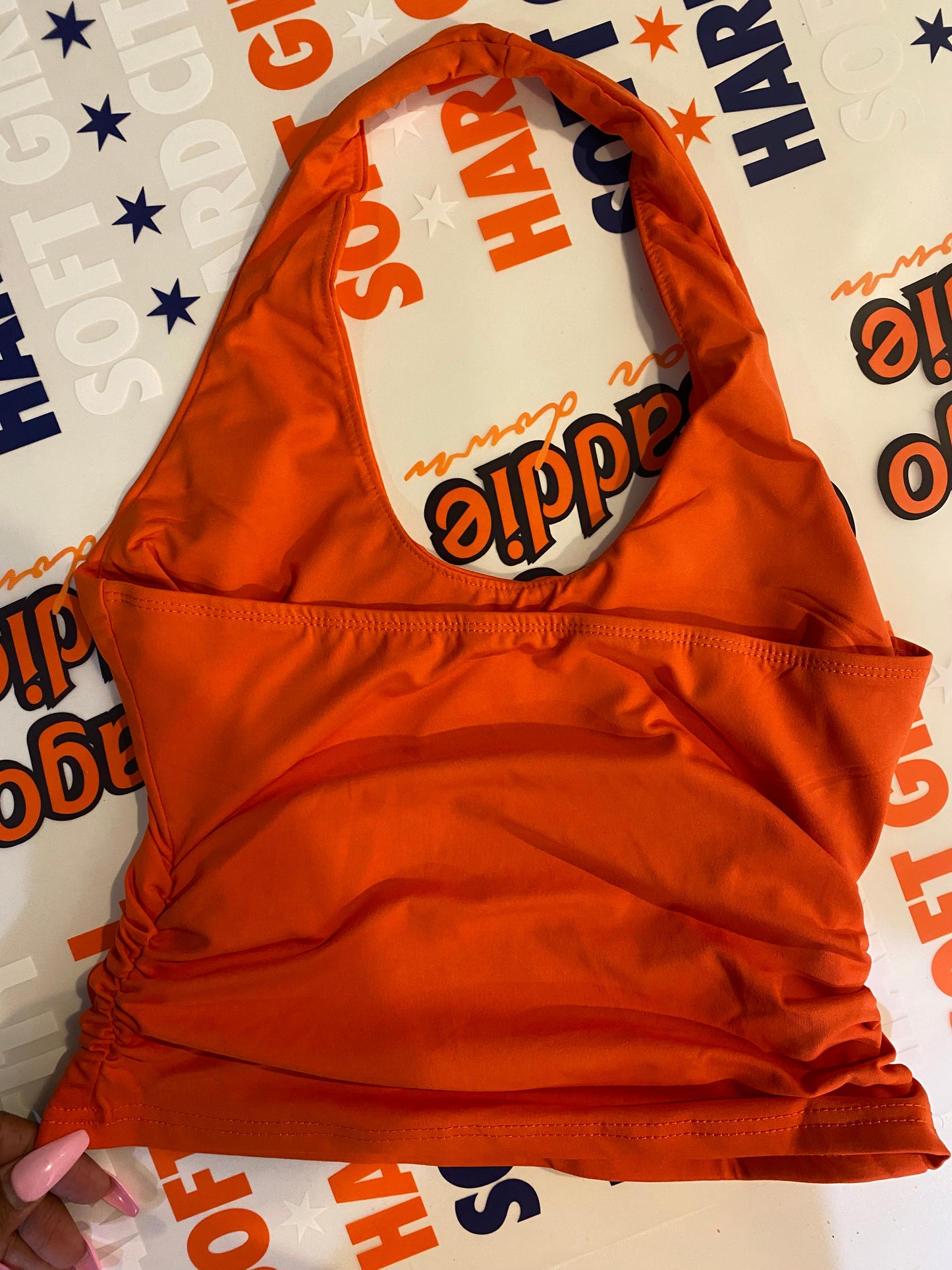 Bear Down Chicago Women's Game Day Halter Top — Orange + Navy