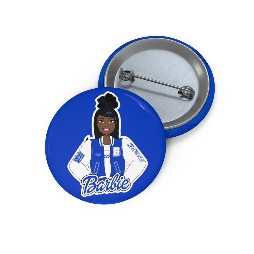 HBCU Barbie Royal Blue & White Custom Pin Buttons