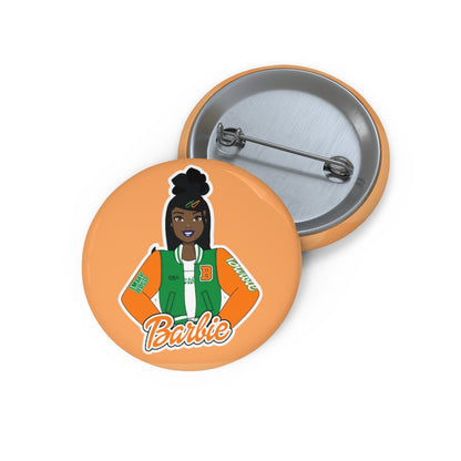 HBCU Barbie Orange & Green Custom Pin Buttons