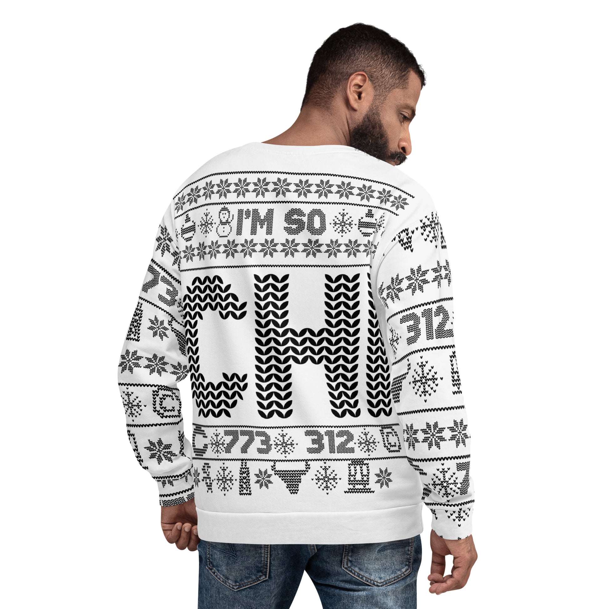 back of Chicago Christmas Sweater