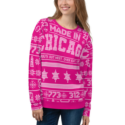 Chicago Ugly Christmas Sweater | Unisex Sweatshirt Pink