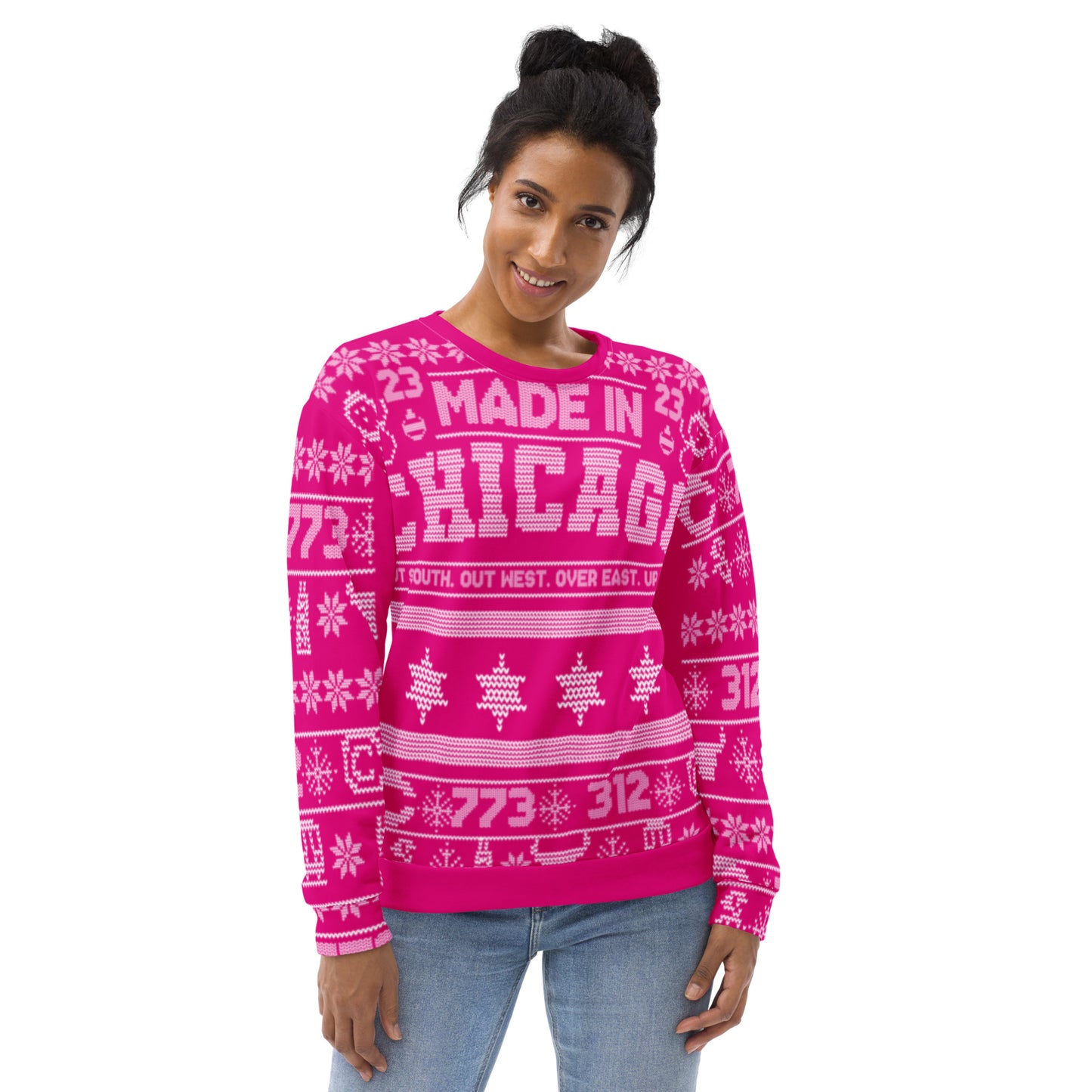 Chicago Ugly Christmas Sweater | Unisex Sweatshirt Pink