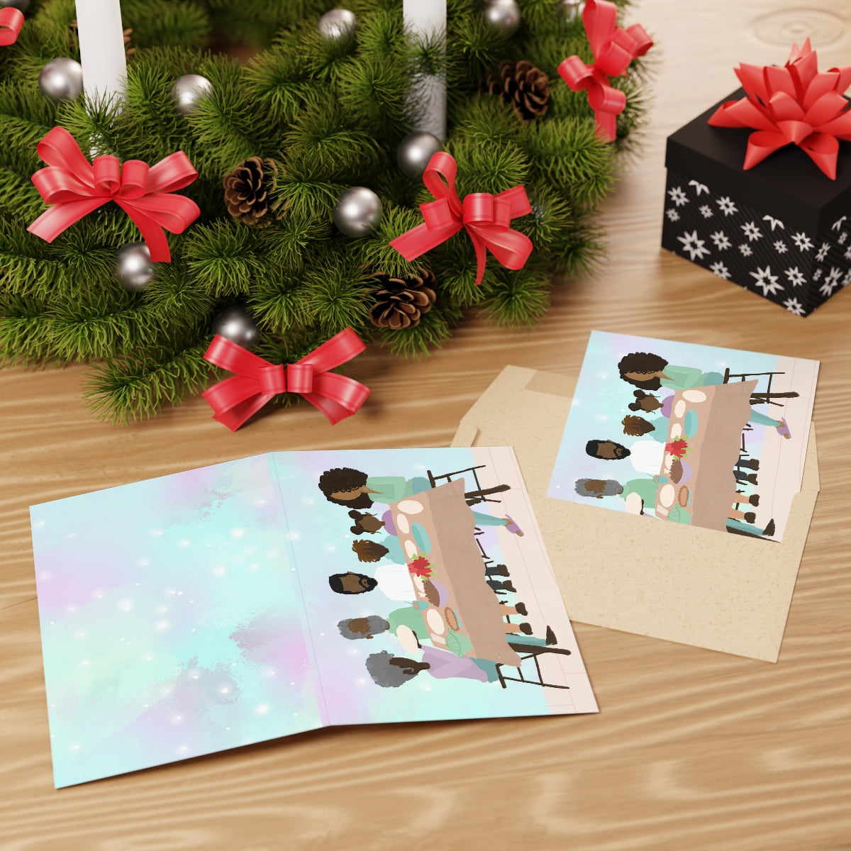 Black Family Christmas Card/ Black Greeting Cards | Holiday Greeting cards Greeting Cards (1 or 10-pcs)