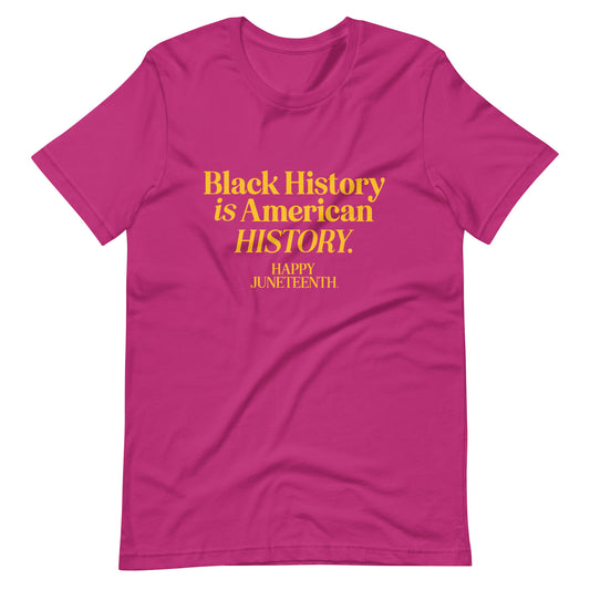 Happy Juneteenth | Yellow Text | Unisex t-shirt