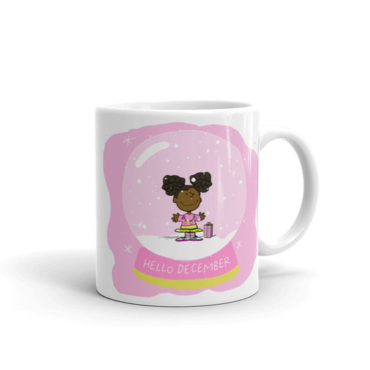 Peanuts Pigtail Keisha Hello December White glossy mug
